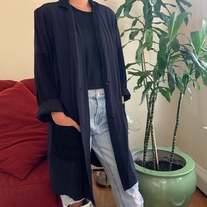 long navy blue trench/blazer from topshop